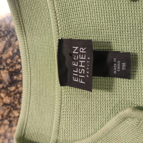 Eileen Fisher Green Tunic Long Blazer Jacket Knit Silk Blend Quiet Luxury Sz Mp - Picture 7 of 9